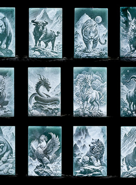 天然a货翡翠十二生肖平安无事牌