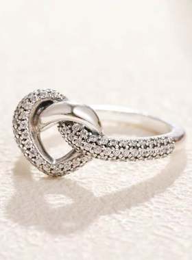 潘家新款玫瑰金爱心交叉戒指