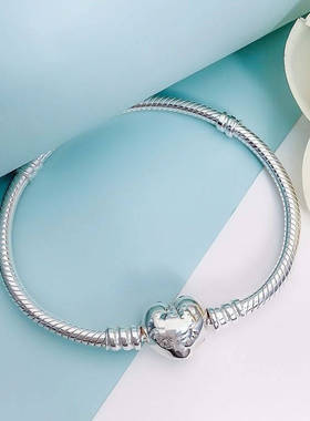 心形玫瑰金色蛇骨手链