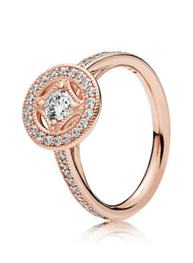 玫瑰金镶锆石生日礼物女戒