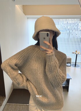 休闲帽子渔夫帽女羊羔毛百搭秋冬