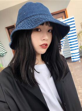 遮阳帽韩国做旧户外大檐渔夫帽