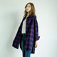 Purple long loose vintage fur coat plaid shirt
