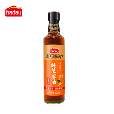 【百亿补贴】海天天赐良谷纯芝麻油400ml拌凉香油火锅蘸料香油碟