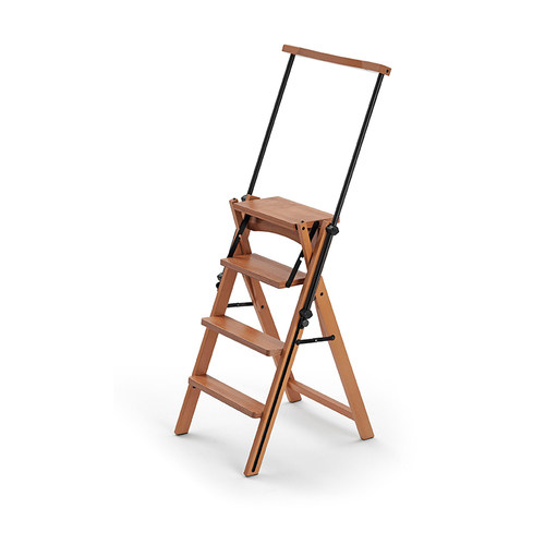 利快梯子意大利进口多功能折叠实木家用伸缩加厚书架梯子凳子两用 - 图3