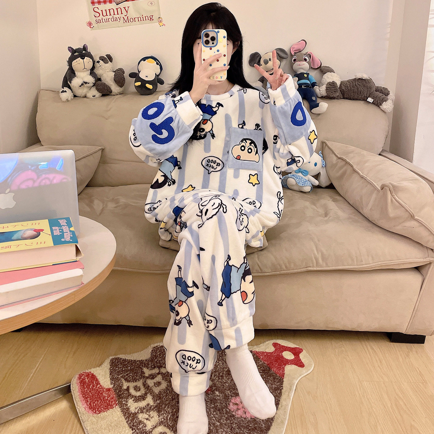 珊瑚绒睡衣女士秋冬款学生卡通加绒加厚大码胖mm冬季法兰绒家居服,淘宝优惠券,粉丝福利购,淘宝优惠卷