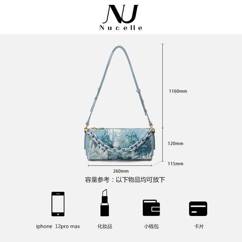 纽芝兰女2021新款莫奈油画手提包 纽芝兰箱包女士包袋