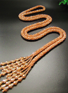 水晶流苏长款装饰品挂件毛衣链