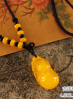 老蜜蜡琥珀鸡油黄转运珠毛衣链