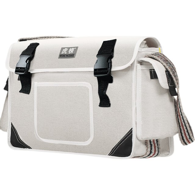 Hubang Electrician Bag Thickened Canvas Large Small Multi-function Hardware Tool Kit Wear-resistant Repair Bag White Larger
