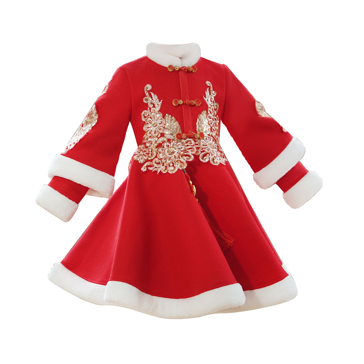 拜年服女童冬季2025新款儿童旗袍裙唐装加绒新年装女宝宝过年裙子,淘宝优惠券,粉丝福利购,淘宝优惠卷