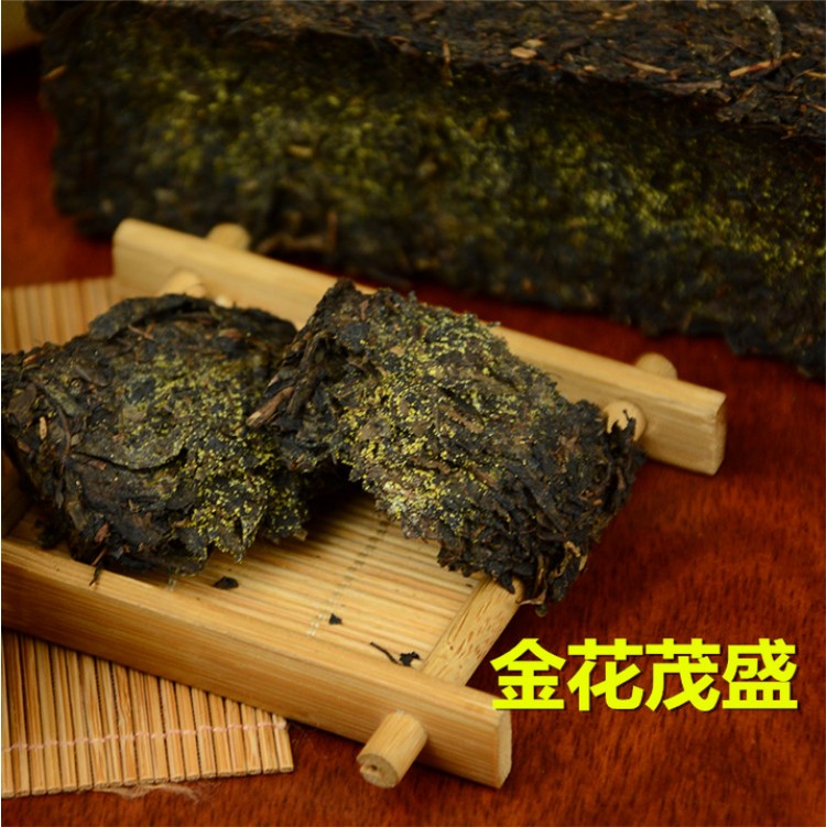 黑茶湖南安化黑茶金花茯砖茶1kg原叶茯砖手筑茯砖安化黑茶茯砖茶