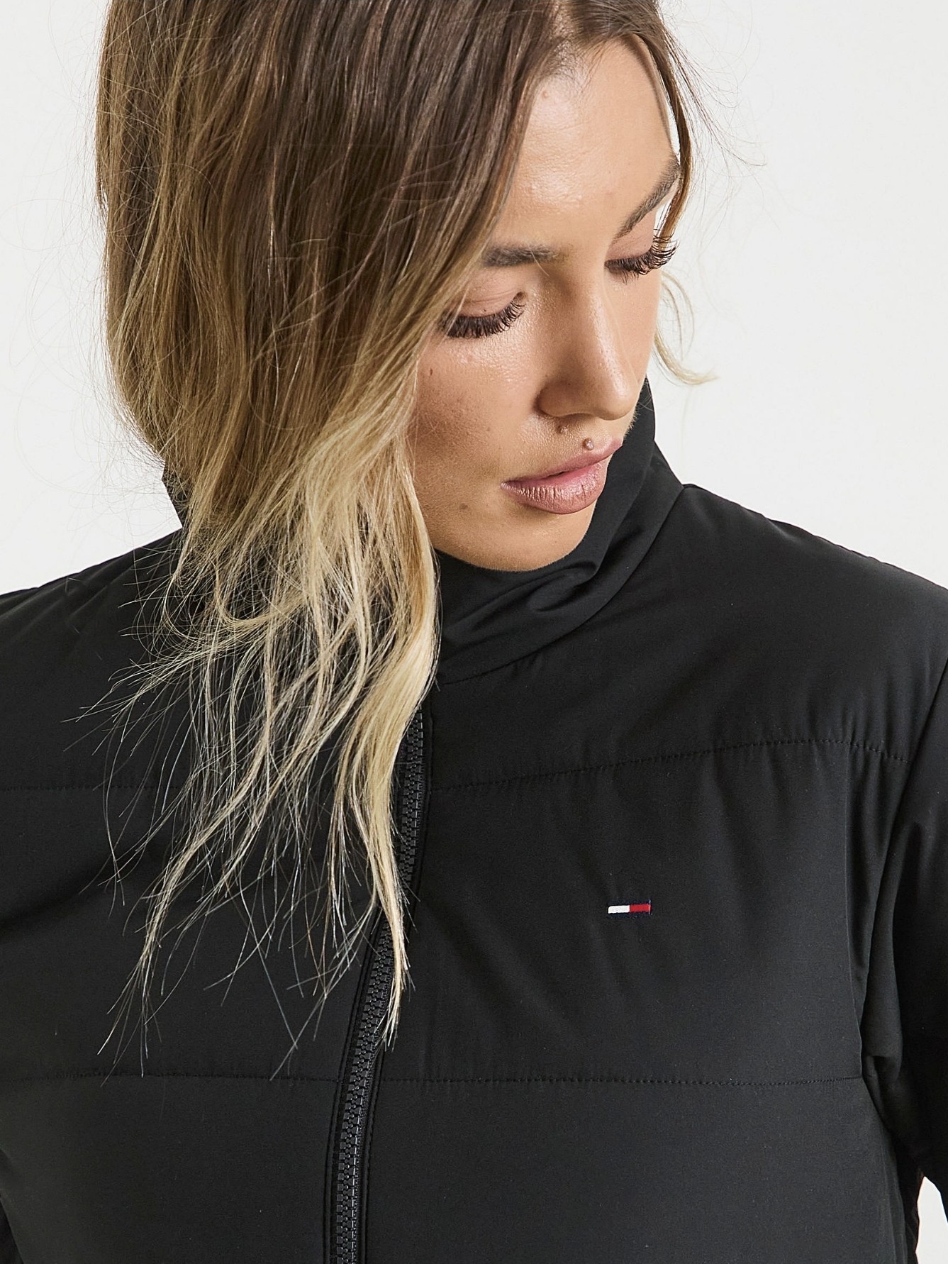 超飒！正品TOMMY25款美版高腰显腿长女款轻棉服立领棒球服外套,淘宝优惠券,粉丝福利购,淘宝优惠卷