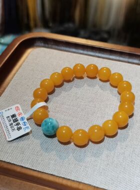 天然蜜蜡手串女款正品天然鸡油黄手链黄色送妈妈款生日礼物