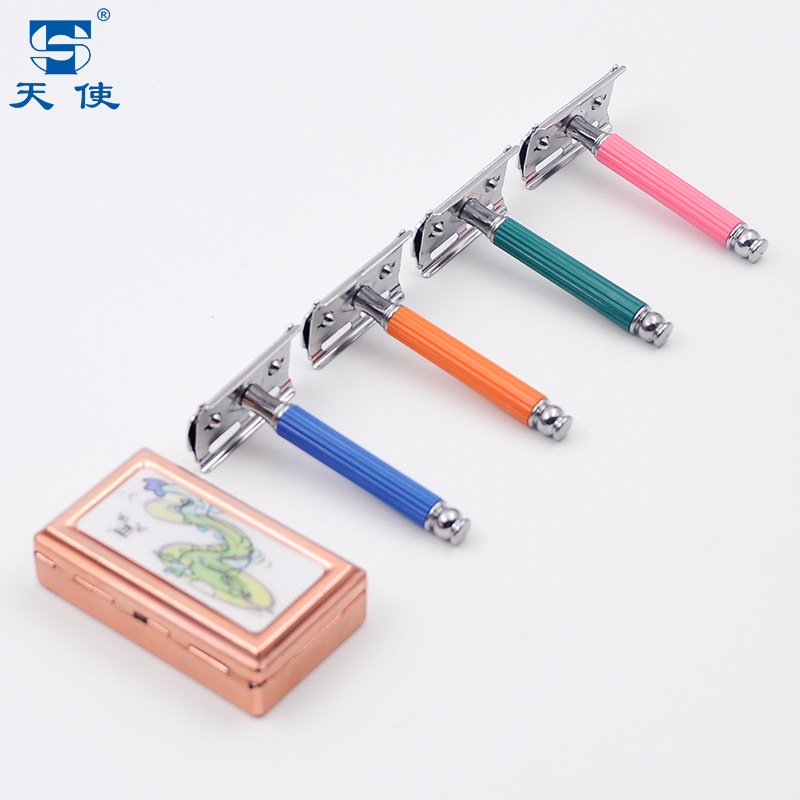 Angel plastic boxed security manual razor double-sided blade razor vintage metal classic razor holder