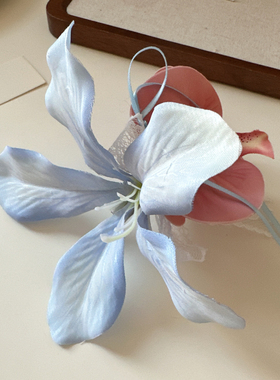 仿真花朵发夹百合花飘带鸭嘴夹