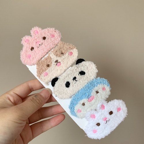 超萌可爱卡通兔子毛绒发夹侧边女童碎发卡子小女孩甜美发饰头饰 - 图0