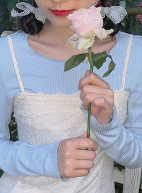 超级一款蓝色发夹少女蕾丝蝴蝶结