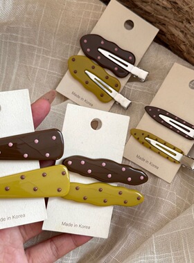 韩系复古波点发夹侧边无痕夹化妆一字夹高级感鸭嘴夹好看侧边夹子