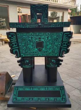 纯黄铜鼎盛千秋铜鼎摆件公司公园摆设香炉司母戊鼎四方鼎青铜鼎
