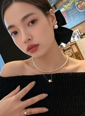 baby珠强光细珍珠项链女款锁骨链轻奢ins小众设计高级感颈链