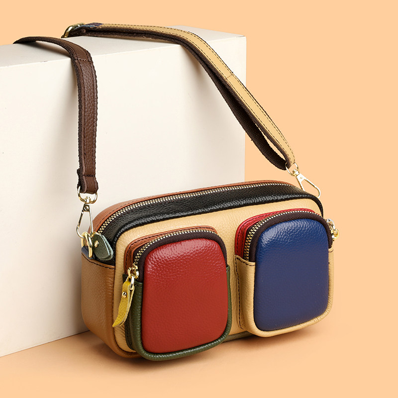 2025新款女包真皮相机包单肩斜挎包多隔层彩拼实用头层牛皮百搭,淘宝优惠券,粉丝福利购,淘宝优惠卷