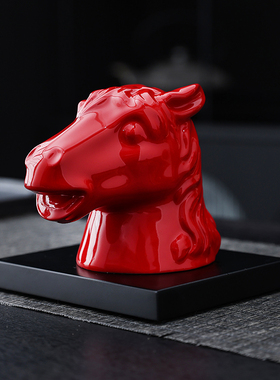 陶瓷动物十二生肖兽首摆件