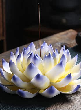 陶瓷中式风禅意佛系睡莲莲化花