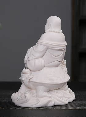 如意白瓷风水摆件龙龟弥勒佛像