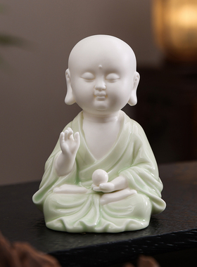 陶瓷娑婆三圣佛像摆件
