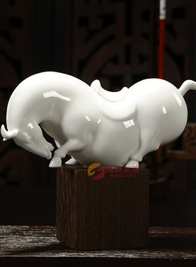 马到成功工艺品玄关摆件德化白瓷