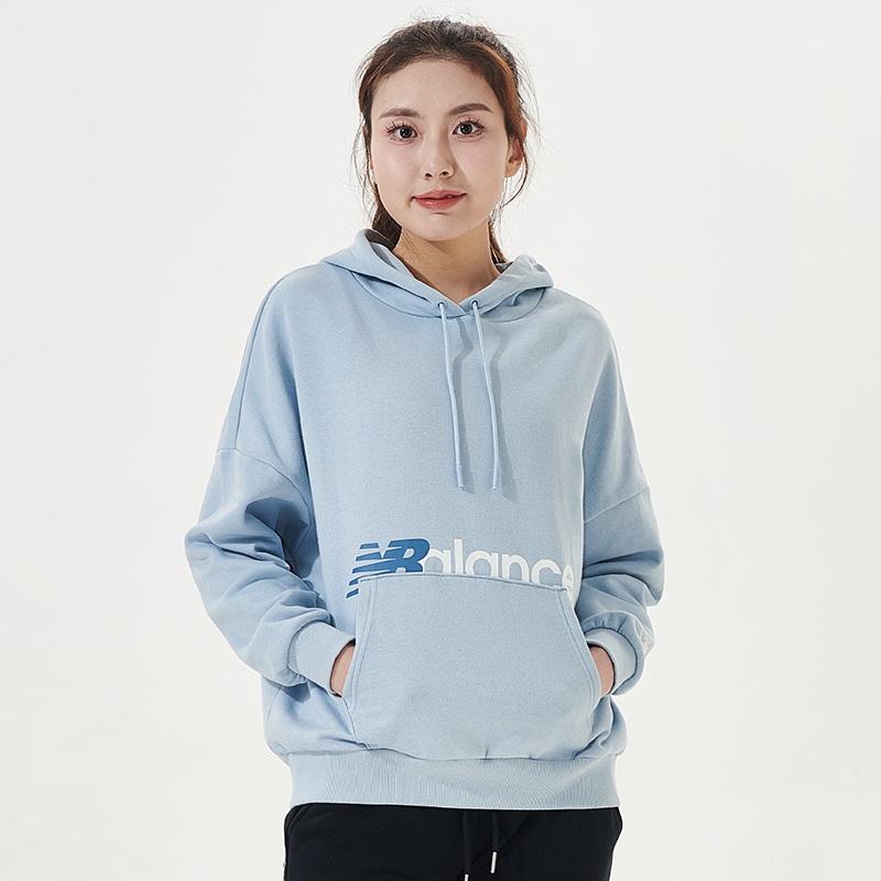 New Balance NB正品女款上衣秋冬款连帽学生休闲运动加绒长袖卫衣