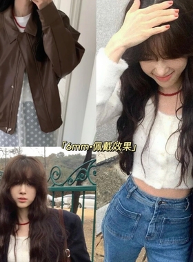 红玛瑙锁骨链简约倪妮同款