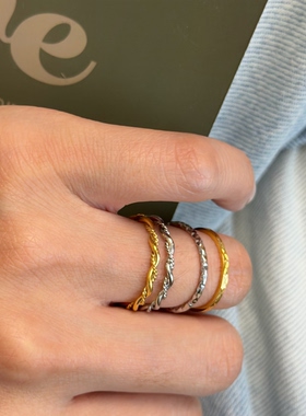 734钛钢小码麻花不规则线条戒指女简约冷淡风气质指环百搭食指戒