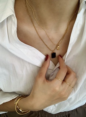 小吊坠钛钢镀金圆珠链可洗澡