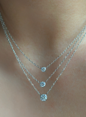 734钛钢多层叠戴项链轻奢精致露思同款锁骨链亮晶晶颈链