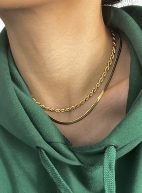 不掉色钛钢蛇骨链女冷淡风