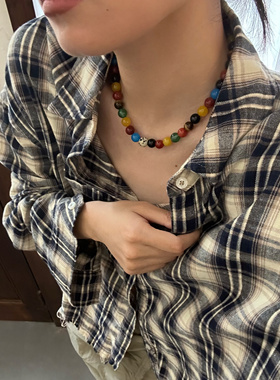 玛瑙项链钛钢锁骨链赵昭仪同款