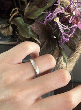 734钛钢拉丝猫眼戒指女轻奢高级感素圈小众设计精致尾戒