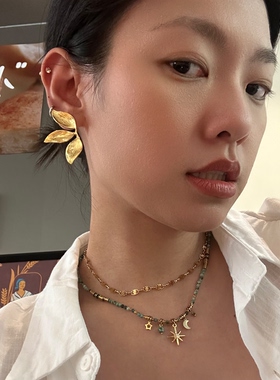 734原创钛钢串珠百搭度假显白波西风锁骨百搭项链荷鲁斯之眼