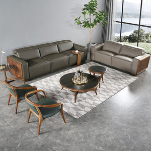 康耐登进口北美黑胡桃全真皮实木带功能沙发组合别墅高档客厅家具