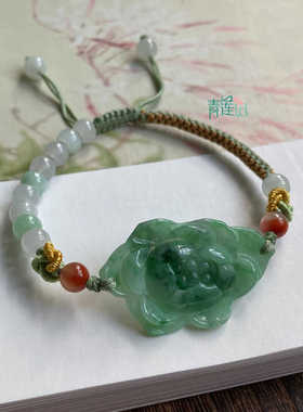 青莲记女天然A货翡翠花朵手链