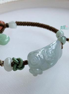 纯手工编织天然A货翡翠手链