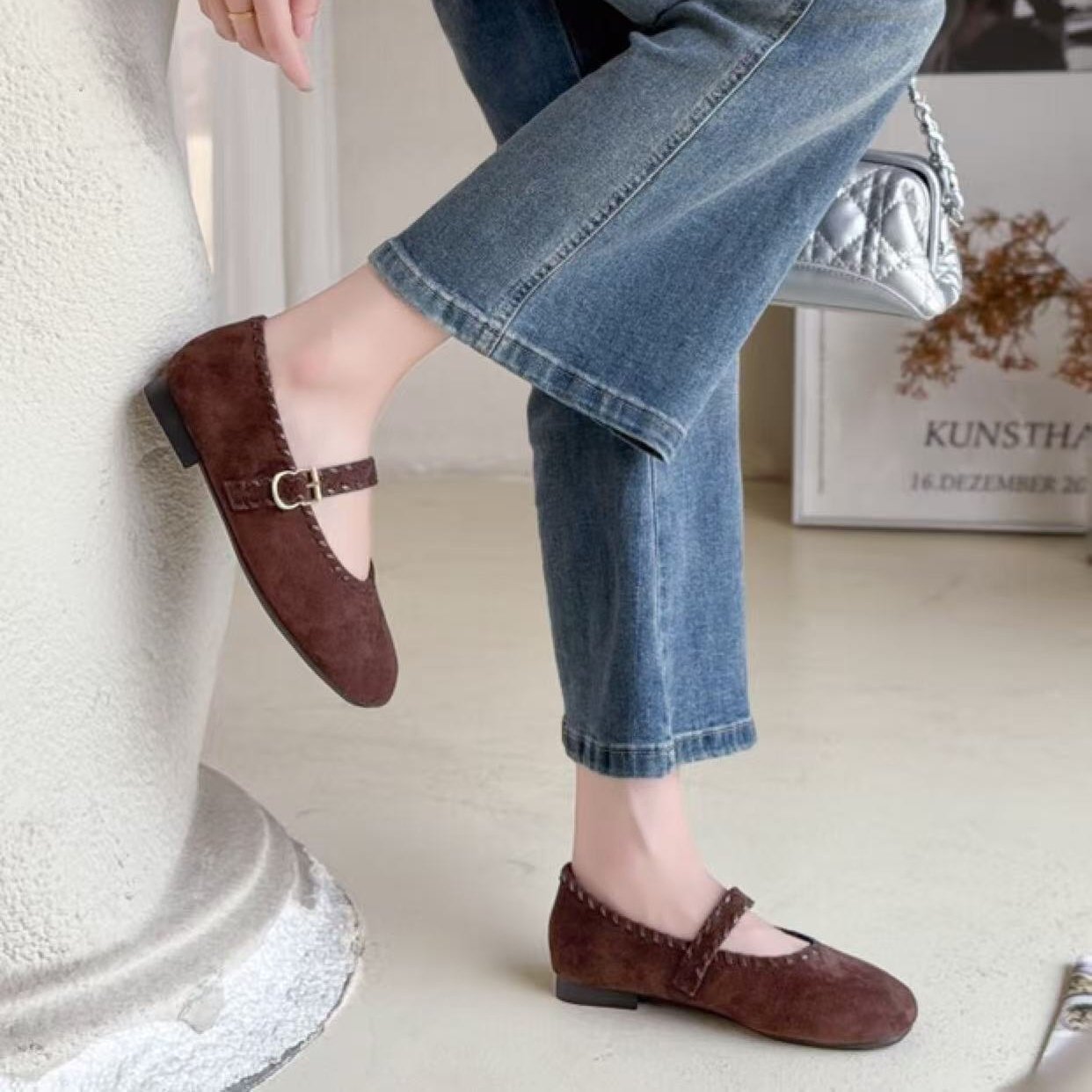 18羊筋绒复古玛丽珍鞋女式2026年春季新款青年一字扣低跟平底单鞋,淘宝优惠券,粉丝福利购,淘宝优惠卷