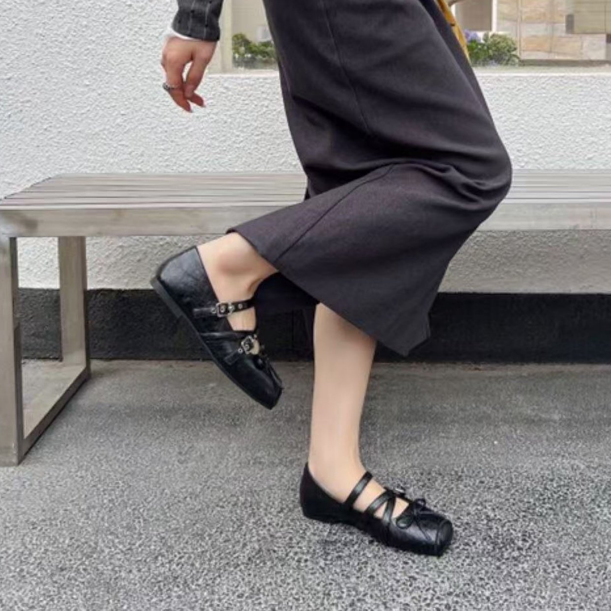 18复古风交叉扣带玛丽珍鞋女2026年春季新款浅口方头芭蕾平底单鞋,淘宝优惠券,粉丝福利购,淘宝优惠卷