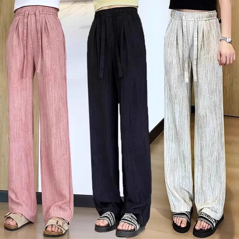 清仓捡漏天丝棉麻阔腿裤女大码小个子高腰垂感亚麻直筒慵懒拖地裤,淘宝优惠券,粉丝福利购,淘宝优惠卷