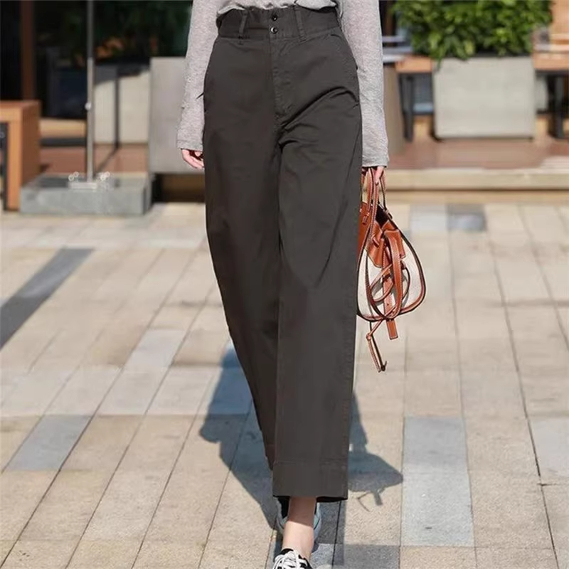 清仓捡漏窄版阔腿裤女夏季薄款外穿休闲小个子大码直筒休闲九分裤 - 图1