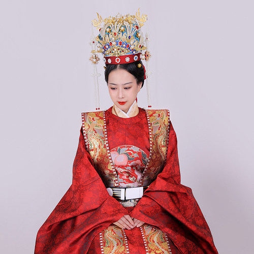 琉鱼汉服 原创满地金霞帔汉婚花嫁婚服霞帔可配大衫圆领袍仿妆花 - 图1
