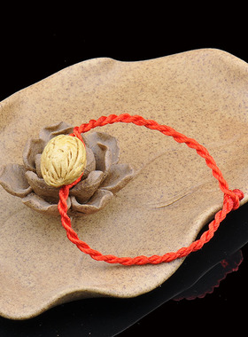 普生缘桃核红绳编织手