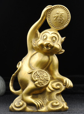 普生缘铜猴金属办公室装饰摆件